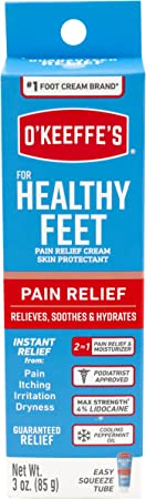 O'Keeffe's for Healthy Feet Pain Relief Skin Protectant Cream, 3 Ounce Tube (Pack of 1)