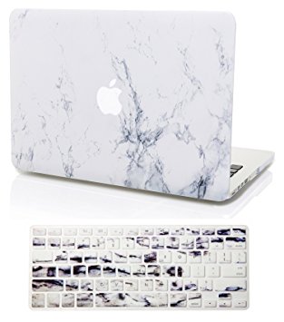 KEC MacBook Pro 13 Case 2017 & 2016 w/ Keyboard Cover Plastic Hard Shell Rubberized A1706/A1708 Touch Bar (White Marble)