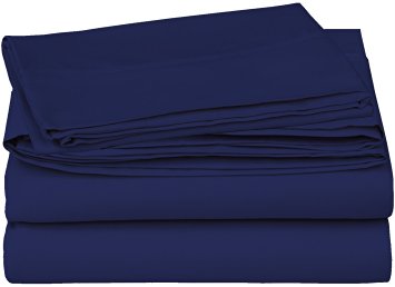 4 Piece Bed Sheets Set (Queen, Navy) Flat Sheet - Fitted Sheet - 2 Pillow Cases - Premium Quality Soft Brushed Microfiber Wrinkle Fade & Stain Resistant - Luxury Bedding Sets - by Utopia Bedding