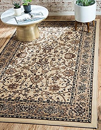 Unique Loom Kashan Collection Ivory 5 x 8 Area Rug (5' x 8')