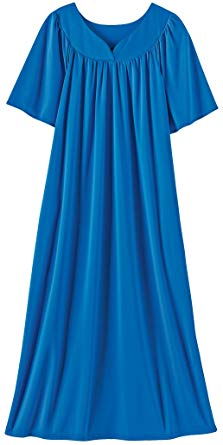 AmeriMark Solid Sweetheart Neck Mumuu Lounger House Dress Nightgown with Pockets
