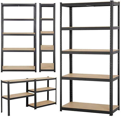 Yaheetech Garage Shelving Units - 5 Tier Heavy Duty Storage Shelves Metal Shed Utility Racking,180cm x 90cm x 40cm,175KG Per Shelf