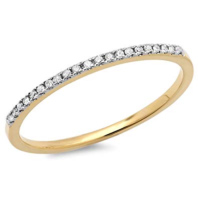 Dazzlingrock Collection 0.08 Carat (ctw) 10k Gold Round White Diamond Ladies Dainty Anniversary Wedding Band Stackable Ring