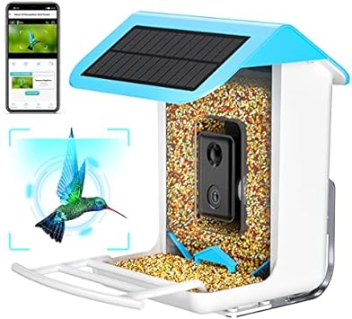 Smart Bird Feeder with Camera, AI Identify 11000  Bird Species, Solar Panels Bird Video & Motion Detection Camera Auto Capture Notify (Single Panel)