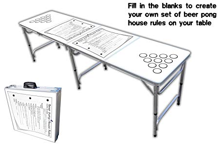 8-Foot Professional Beer Pong Table w/Optional Cup Holes - House Rules Graphic