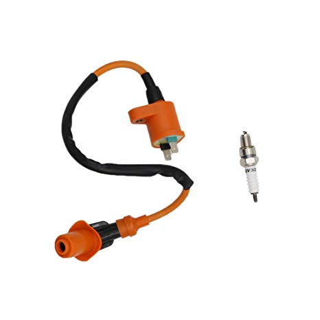 CNCMOTOK High Performance Racing Ignition Coil Electrode Spark Plug for Chinese 50cc 125cc 150cc Gy6 Moped Scooter ATV Go Kart