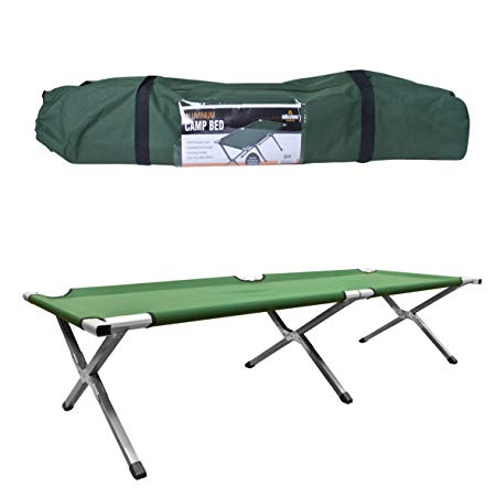Milestone Camping 20260 Aluminium Folding Fishing Camping Bed Sleeping Portable Backpack Tent Outdoor Travel Hiking Hunting Green, H42 x W64 x L189cm