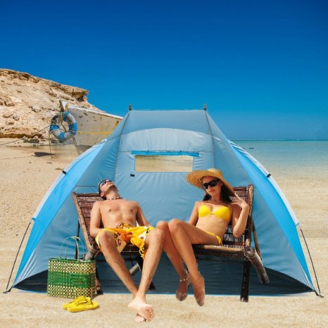 iCorer EasyUp Outdoor Portable Beach Cabana Tent Sun Shelter Sunshade, Blue, 94.5"L x 47.2"W x 55"H
