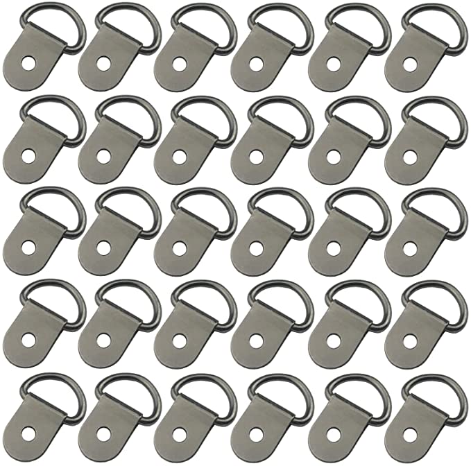 ExcelFu 30 Pack Small Steel D-Ring Tie Downs, D Rings Anchor Lashing Ring for Loads on Case Truck Cargo Trailers RV Boats (Gray)