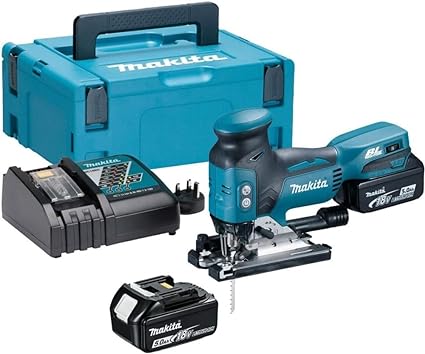 Makita DJV181RTJ 18V Li-ion LXT Brushless Jigsaw Complete with 2 x 5.0 Ah Batteries and Charger Supplied in a Makpac Case