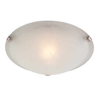 Westinghouse 6629700 One-Light Interior Flush-Mount Ceiling Fixture, White and Brushed Nickel Finish with White Alabaster Glass