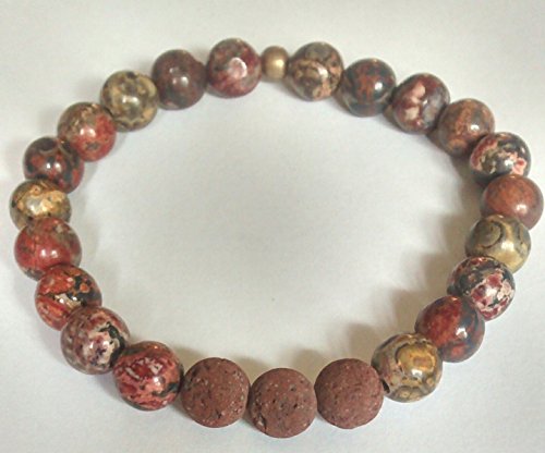 Leopard Jasper Stone Aromatherapy Bracelet in Gift Bag- Optional Essential Oil Available