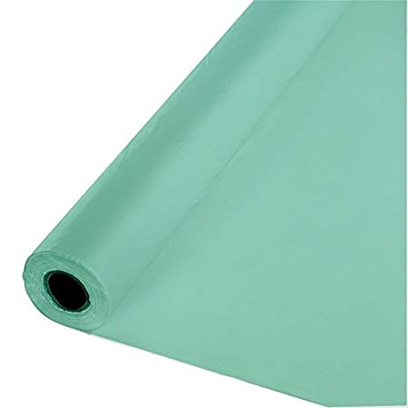 Creative Converting 318895 Festive Fresh Mint Plastic Banquet Roll Tablecover 40" X 100',