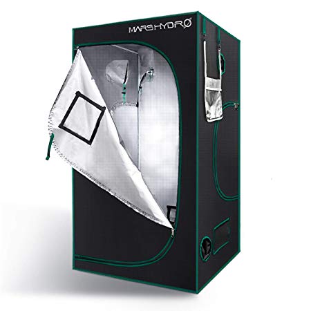 MARS HYDRO 4x4 Grow Tent Reflective Mylar 48"x48"x80" Growing Tent w/Observation Window and Floor Tray for Indoor Plant Growing