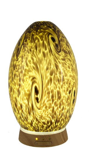 GreenAir Serene Living Hand-Blown Amber Glass Dragons Egg Ultrasonic Essential Oil Diffuser for Aromatherapy with Nightlight 3-Stage Dimmer
