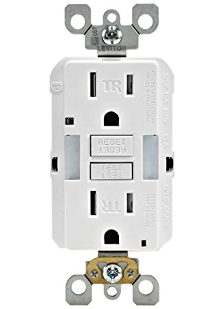 Leviton GFNL1-W Self-Test SmartlockPro Slim GFCI Tamper-Resistant Receptacle with Guidelight and LED Indicator, 15 Amp, White