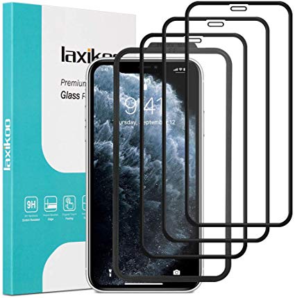 laxikoo Full Coverage Screen Protector for iPhone 11 Pro Max, [3 Pack] iPhone XS Max Tempered Glass 9H [Easy Installation Frame] [Bubble Free] Tempered Glass Film for iPhone 11 Pro Max/XS Max - 6,5''
