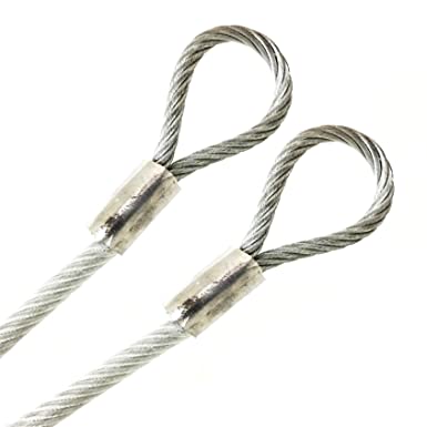 PSI, 3/16" Vinyl Coated Galvanized Steel Cable with Looped Ends, 7x19 Strand Core, 1/8" Core Diameter, 1ft to 75ft Made to Order, Flexible Multi-Purpose DIY Outdoor Safety Wire Rope (Clear)