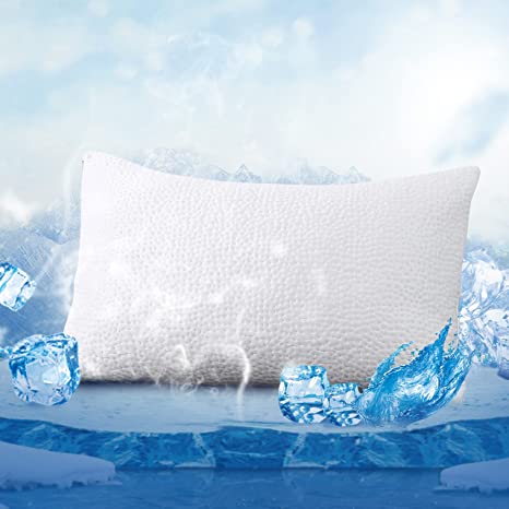 MLILY Cooling Pillow for Sleeping Queen Size, Harmony Premium Shredded Memory Foam Pillows with Ice Silk Cover- Washable and Removable, Bed Pillows for Back, Stomach or Side Sleepers, 29"x17"