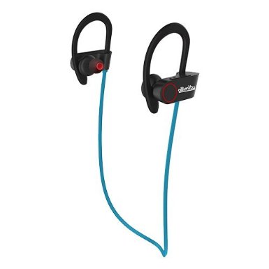 allimity; In-Ear Noise Cancelling Hands Free Wireless Bluetooth Headset Sweatproof Sports Exercise Headphones with Microphone for Gym, Running, Hiking, Cycling, Jogging,Training, Workout(Blue)
