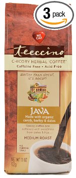 Teeccino Java Chicory Herbal Coffee Alternative, Caffeine Free, Acid Free  11oz (Pack of 3)