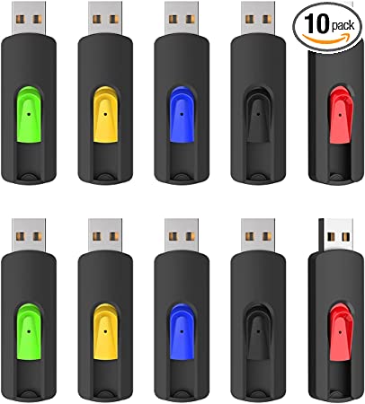 8GB Flash Drive 10 Pack USB Flash Drives Thumb Drive USB 2.0 Jump Drive MONGERY Retractable Slide Zip Drive Memory Sticks Data Storage for PC, Mac (5 Mixed Colors)