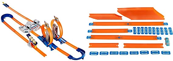 Hot Wheels Track Builder Total Turbo Takeover Track Set [Amazon Exclusive] & CAR & MEGA Track Pack