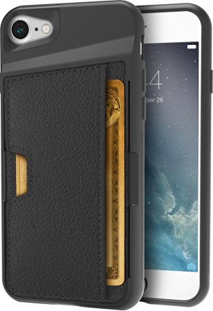 CM4 iPhone 7 Wallet Case - Q Card Case for iPhone 7 [Slim Protective Kickstand Grip Cover] - Black Onyx