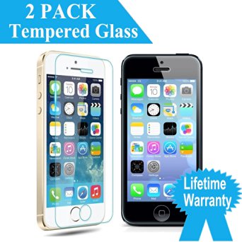 [Lifetime Warranty] [2 PACK] ByBast iPhone 5/ 5S/5C/SE 4 Inch HD Clear Ballistic Screen Protector Bubble Free Anti-shatter Anti-fingerprint Curved Edge For iPhone 5/ 5S/5C/SE [2 PACK]