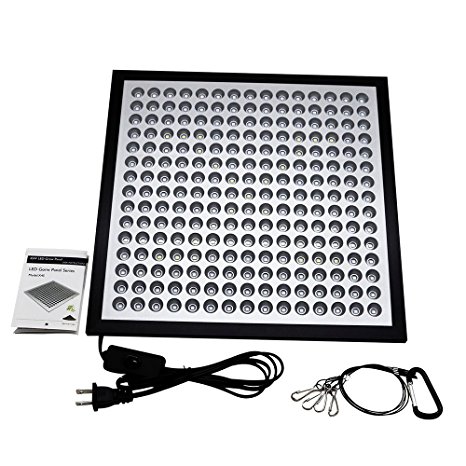 KINGBO Reflector 45W LED Grow Light Panel 225 LEDs 6-Band Full Spectrum Includ UV IR with Switch for Indoor Plants Seeding & Growing & Flowering