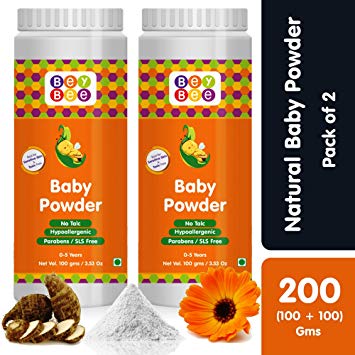 BeyBee Natural Hypoallergenic, Parabens, Talc and SLS Free Dusting Powder for Babies (100 Gm Pack 2)