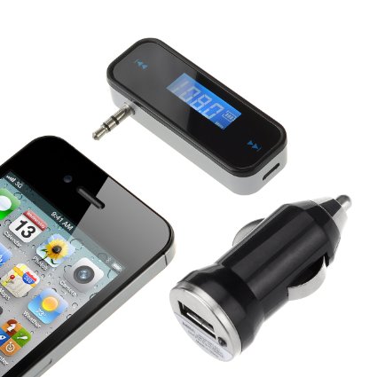 VicTsing 3.5mm In-car FM Transmitter Radio Adapter for iPod iPad iPhone Tablet PC, Other Devices With 3.5mm Audio Jack