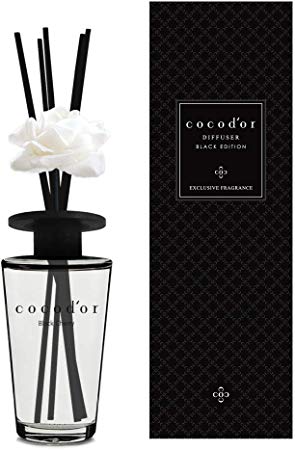 Cocod'or Black Edition White Flower Reed Diffuser/Black Cherry/16.9oz/Home & Office Decor Aromatherapy Diffuser Oil Gift Set