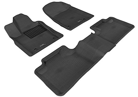 3D MAXpider Complete Set Custom Fit All-Weather Floor Mat for Select Dodge Durango Models - Kagu Rubber (Black)