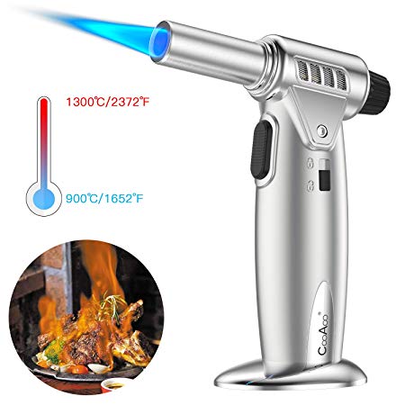 Culinary Blow Torch Jet Lighter Refillable Kitchen Cooking Torch Lighter with Childproof Safety Lock Adjustable Flame for Desserts, Creme Brulee,BBQ,Jewelry welding(Butane Gas Not Included)