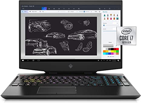 OMEN 15 Gaming Laptop, 15.6" Full HD 144hz G-sync Display, Intel Core i7-10750H, NVIDIA GeForce RTX 2070 with Max-Q (8 GB), 16 GB DDR4 RAM, 512 GB SSD Storage, RGB Keyboard (15-dh1060nr, 2020 Model)