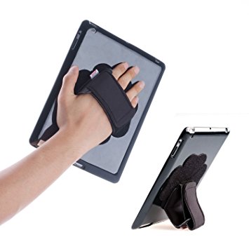 TFY Padded Hand-Strap plus Tablet PC Cover Case iPad Stand for iPad Air - Black