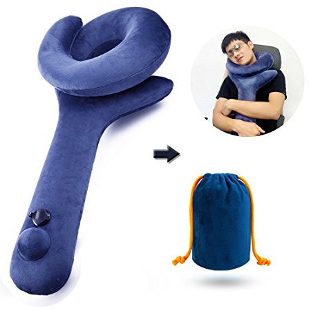 Travel Pillow Portable Inflatable Adjustable Airline Travel Neck Pillow Top for Home Office Outdoor. etc