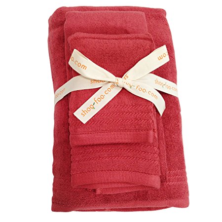 Organic Luxury Bamboo Bath Towel Set, 600 GSM, 3-piece, Cayenne Red