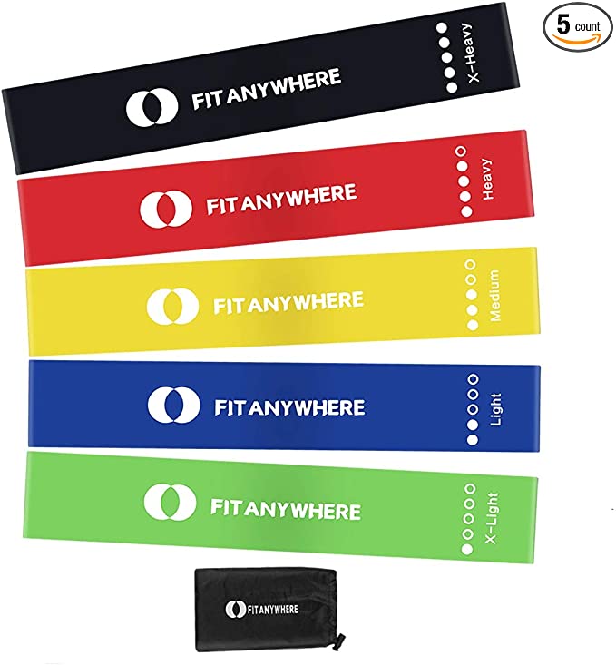 FITANYWHERE Resistance Loop Bands, Exercise Bands for Legs and Butt,Arms Through Workout, Stretch, Fitness, Yoga, Physical Therapy, Pilates, Set of 5, 12" x 2"