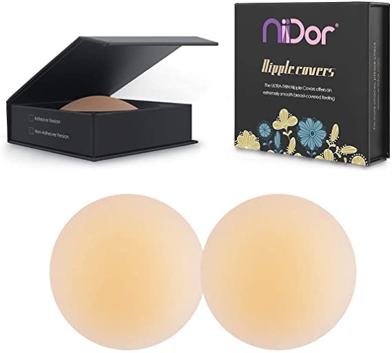 Niidor Breast Lift Silicone Nipplecovers Pasties Self Adhesive Strapless Backless Reusable Sticky Invisible Push up Bra for Women Creme