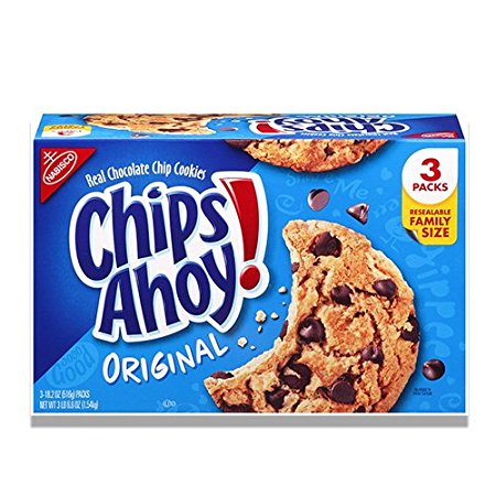 Chips Ahoy! Original Chocolate Chip Cookies - Family Size Bulk Pack with 3 Resealable Packages, 54.6 Ounce