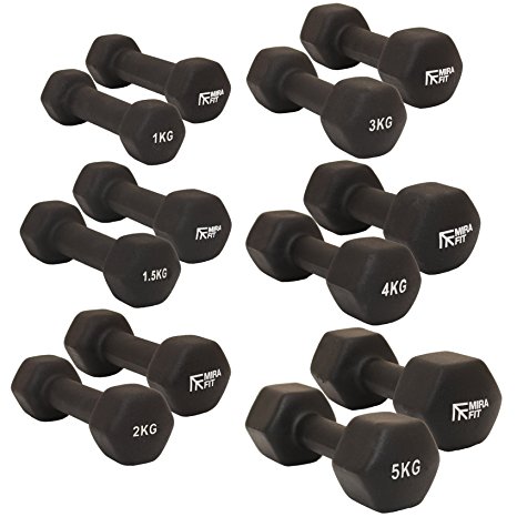 MiraFit Soft Touch Mini Hex Dumbbells - Choice of Size