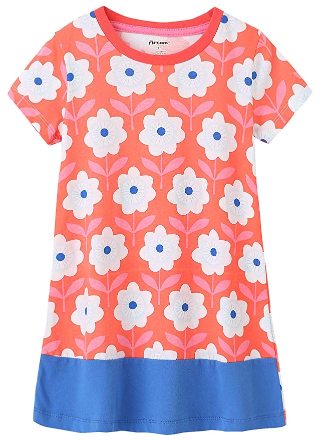 Fiream Girls Short Sleeve Summer Cotton Casual Dresses