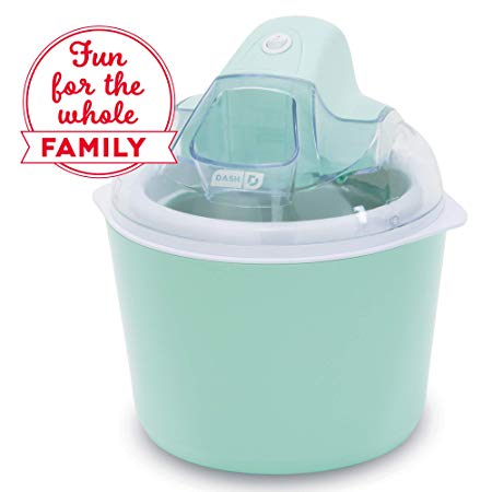 DASH DIC001AQ Deluxe Ice Cream Frozen Yogurt and Sorbet Maker with Easy Ingredient Spout, Double-Walled Insulated Freezer Bowl and Free Recipes, 1 quart, Aqua