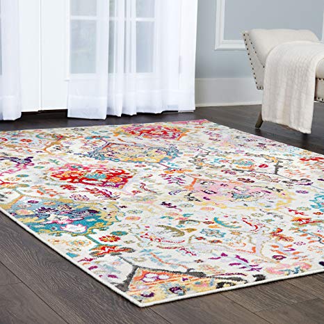 Home Dynamix 2205-451 Melody Rosita Modern Area Rug, 9'2" x 12'8", Ivory/Blue/Pink