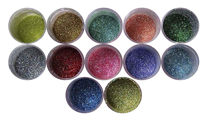 Disco Cake HOLOGRAM SET (12 colors) 5 GRAMS EACH CONTAINER, for cakes, cupcakes, fondant, decorating, cake pops By Oh! Sweet Art