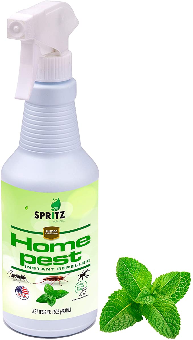 Spritz Home Pest Peppermint Oil Spray for Bugs & Insects - 16 Oz. 100% Non-Toxic with Spearmint and Rosemary Essential Oils - Pet Safe and Effective Ant, Roach, and Spider Repellent