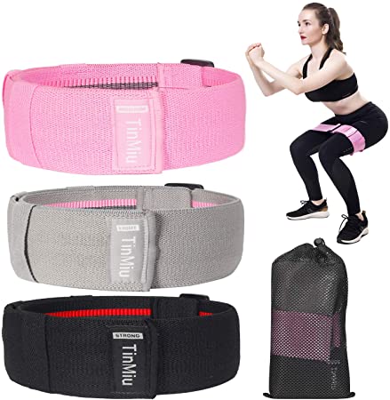 ZINMOND Resistance Bands Set, Exercise Bands for Legs and Butt, 3 Levels Thicken Anti-Slip & Roll Workout Bands Women Sports Fitness Band for Squat Glute Hip Training, 3 Pack