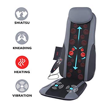 IDODO Shiatsu Back Massage Cushion with Heat, Deep Kneading Rolling Seat Back Massager Pad, Release Pain, Fatigue from Back, Lumbar, Hip and Thighs